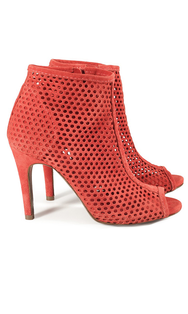 Red Perforated Bootie